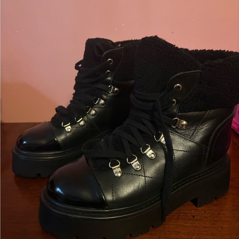 Steve Madden Reyen women's leather black boots NEW $165